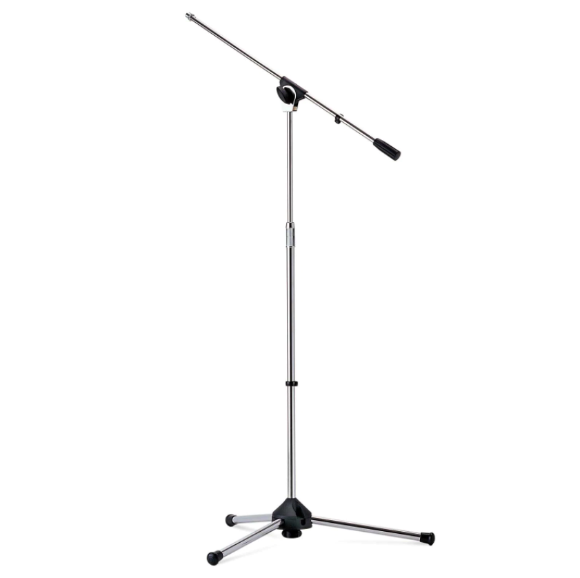 Suport pentru microfon, picioare rabatabile, suporta 2.5 kg, metalic, argintiu